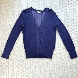 Pendleton Cardigan Women's Medium 100% Silk Navy Long Sleeve Preppy Business